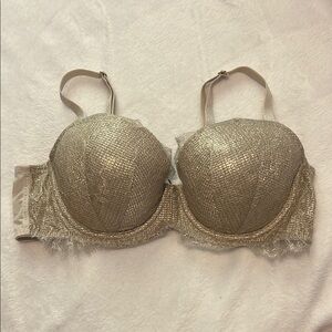 Victoria's Secret Gold Lace Overlay Bra